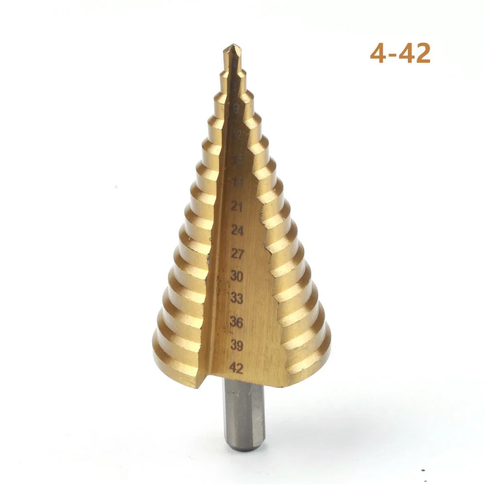 HSS Titanium Step Drill Bit 4-32/42mm – Metal & Wood Cone Step Drill Bit Oasis Select 4-42mm