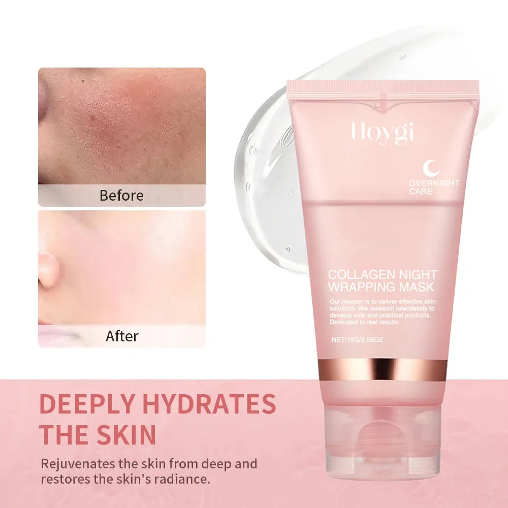 Collagen Overnight Wrapping Peel Off Facial Mask Set Korean Collagen Night Wrapping Mask Deeply Hydrates Night Care Mask Cream Oasis Select