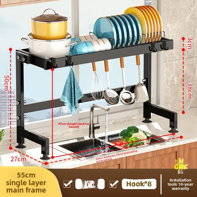 Kitchen Sink Shelf Multifunctional Dish Rack Drain Rack Countertop Dish Rack Storage Rack Sink Storage Oasis Select 55cm 1C