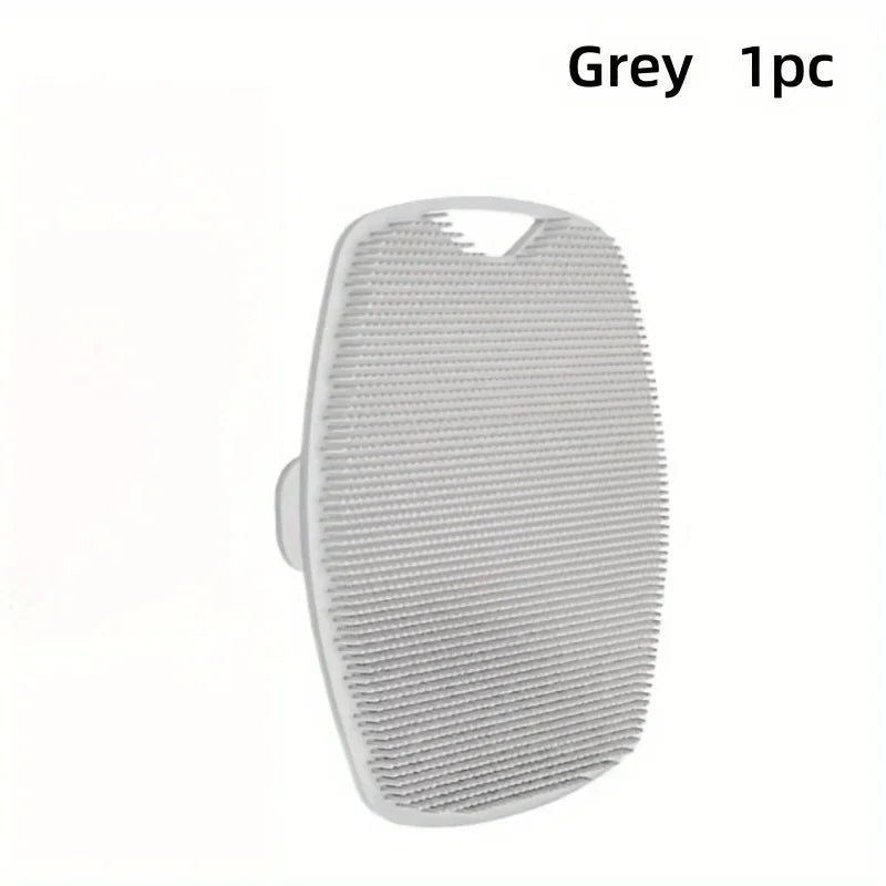 Soft Silicone Body Shower Scrub Brush, Handheld Facial Cleansing Oval Tool Gentle Exfoliation Massage Skin Bathroom Accessory Oasis Select Silica Gel 1PC-Gray