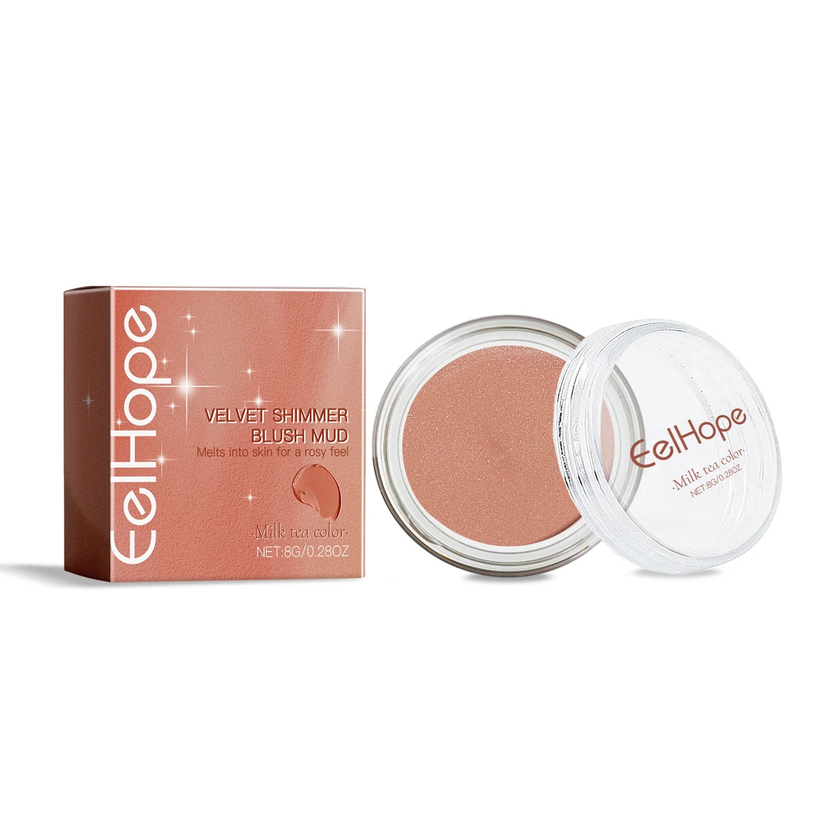 EELHOPE Velvet Shimmer Blush Mud Long-Lasting Moisturizing Blendable Blendable Cheek Color Professional Makeup Powder Pink Cream Oasis Select 04
