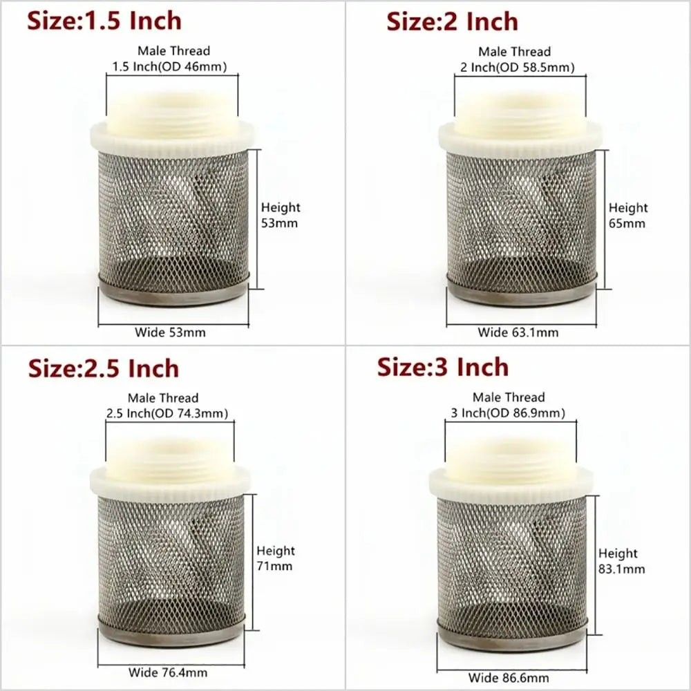 304 Stainless Steel Mesh Hose Filter 1/2" 3/4" 1" Water Pump