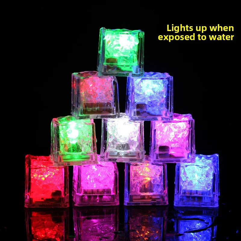 LED Glow Ice Cubes 12–48pcs | Flashing Light-Up Party Decor