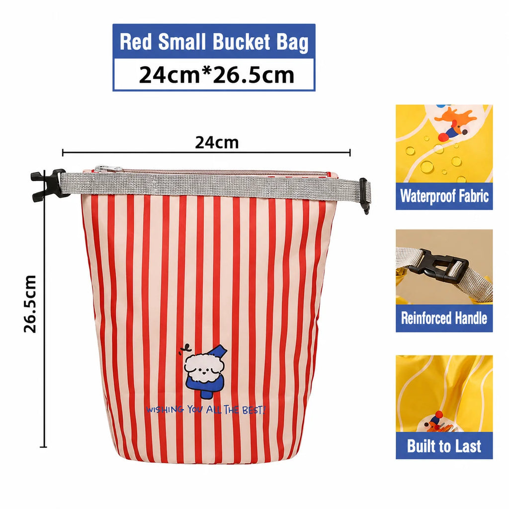 New Waterproof Toiletry Bag Travel Essential Cartoon Portable Handheld Anti-Fouling Storage Bag Multi-Functional Storage Oasis Select Red Beige-S