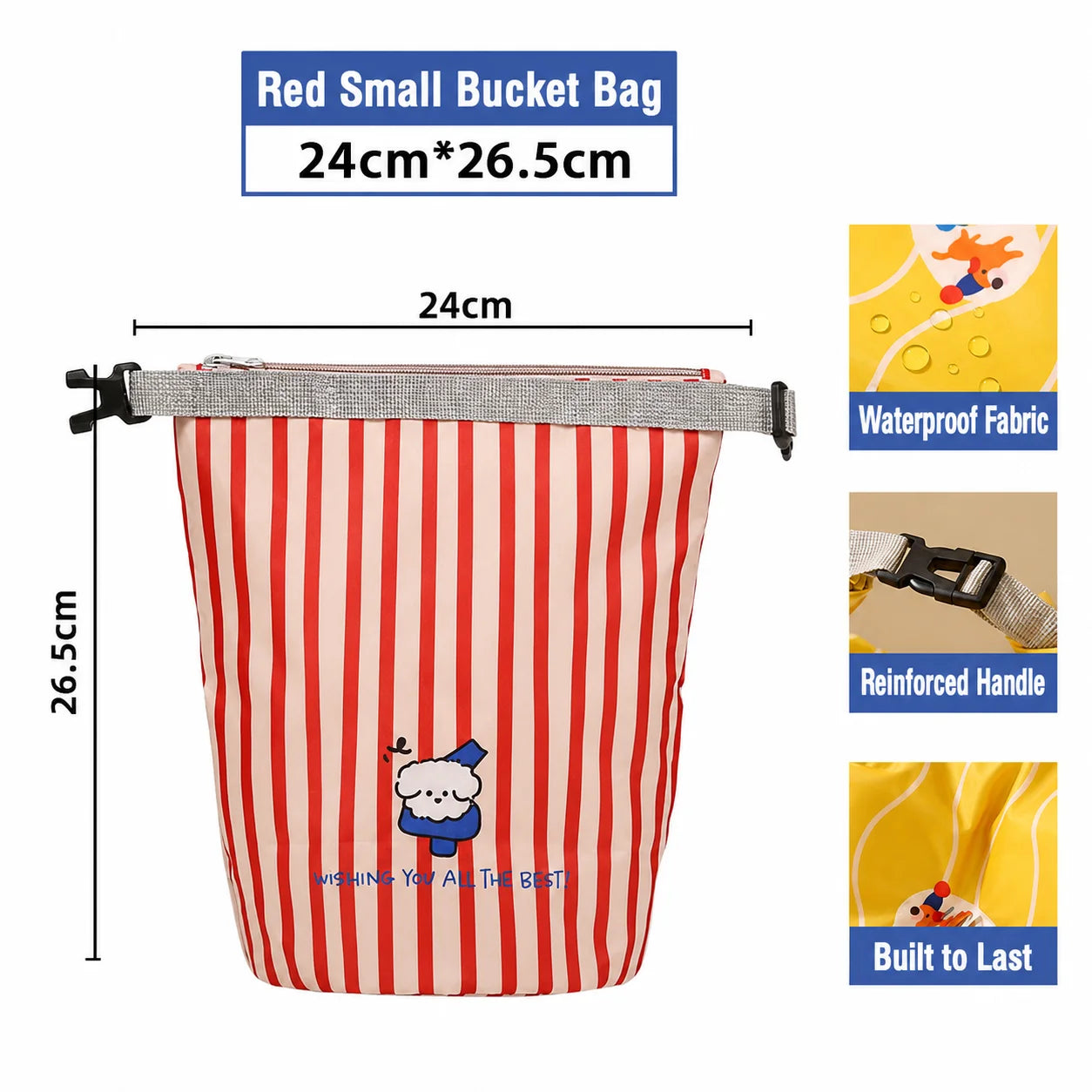 New Waterproof Toiletry Bag Travel Essential Cartoon Portable Handheld Anti-Fouling Storage Bag Multi-Functional Storage Oasis Select Red Beige-S