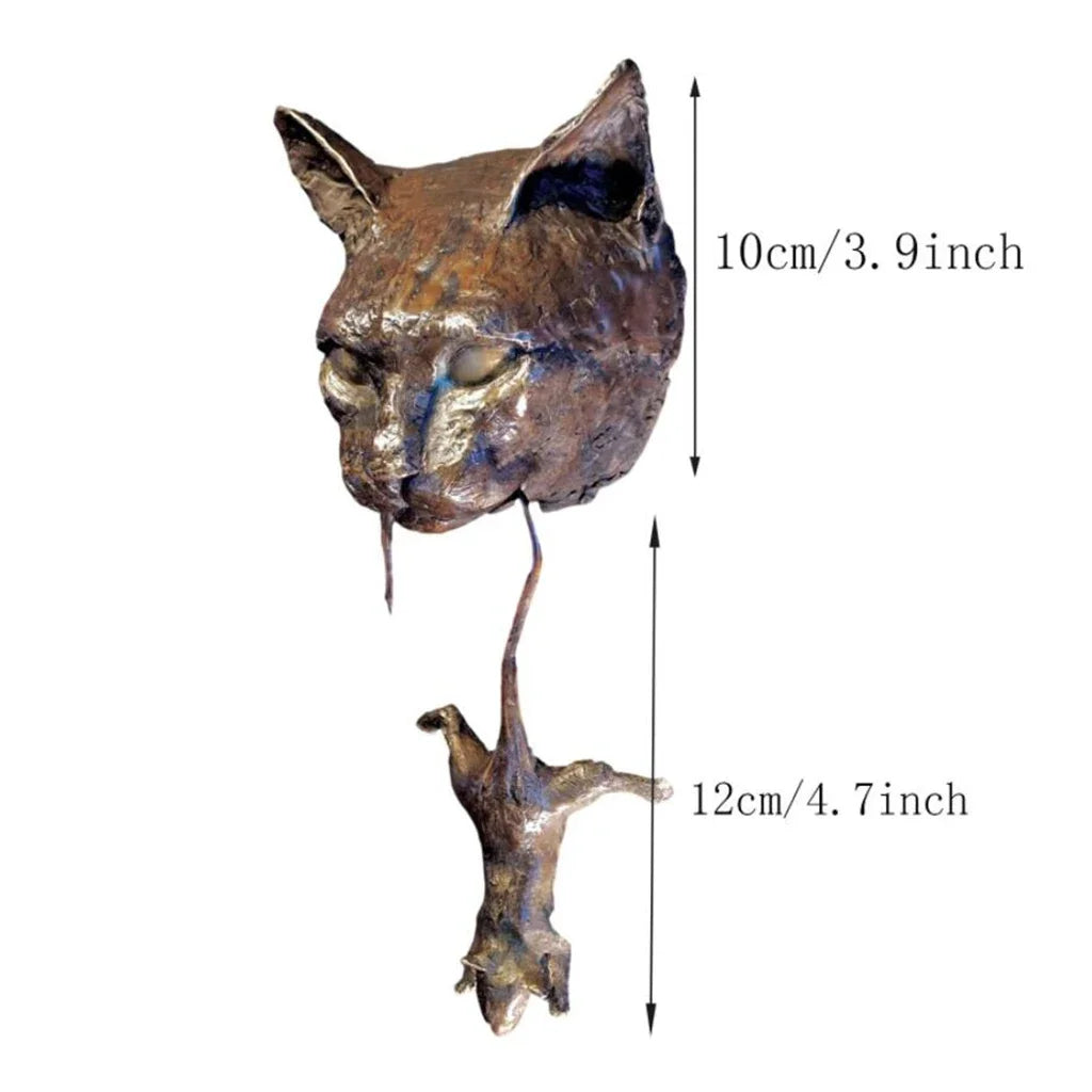 Halloween Cat and Mouse Statue Resin Wall Sculpture Pendant Knocker Garden Courtyard Decoration for Door Pile Protect Plants Oasis Select