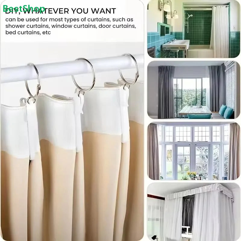 50-Pack White Adjustable Plastic Curtain Clip Hooks