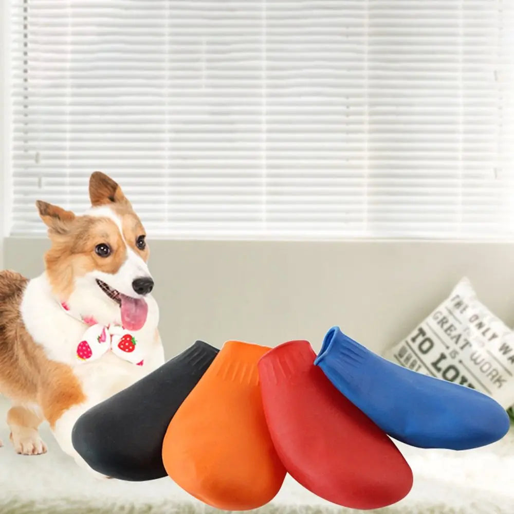 4Pcs Durable Waterproof Dog Shoes Balloon Rubber Anti-slip Pets Boots Pet Rain Boots for Small Dog Chihuahua Large Dogs Oasis Select