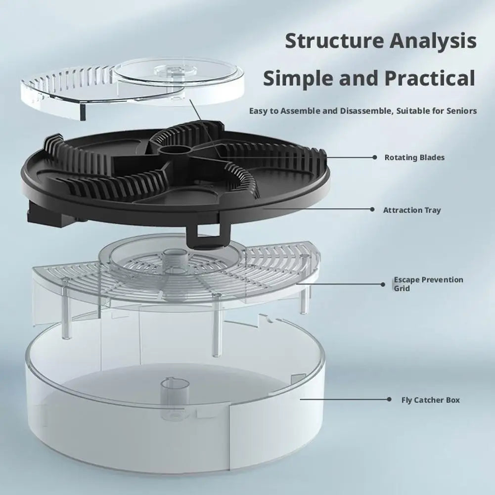 Automatic Fly Trap USB Electric Rotating Fly Trap Safety Indoor Outdoor Flytrap Quiet Removable Home Kitchen Garden Flytrap Oasis Select