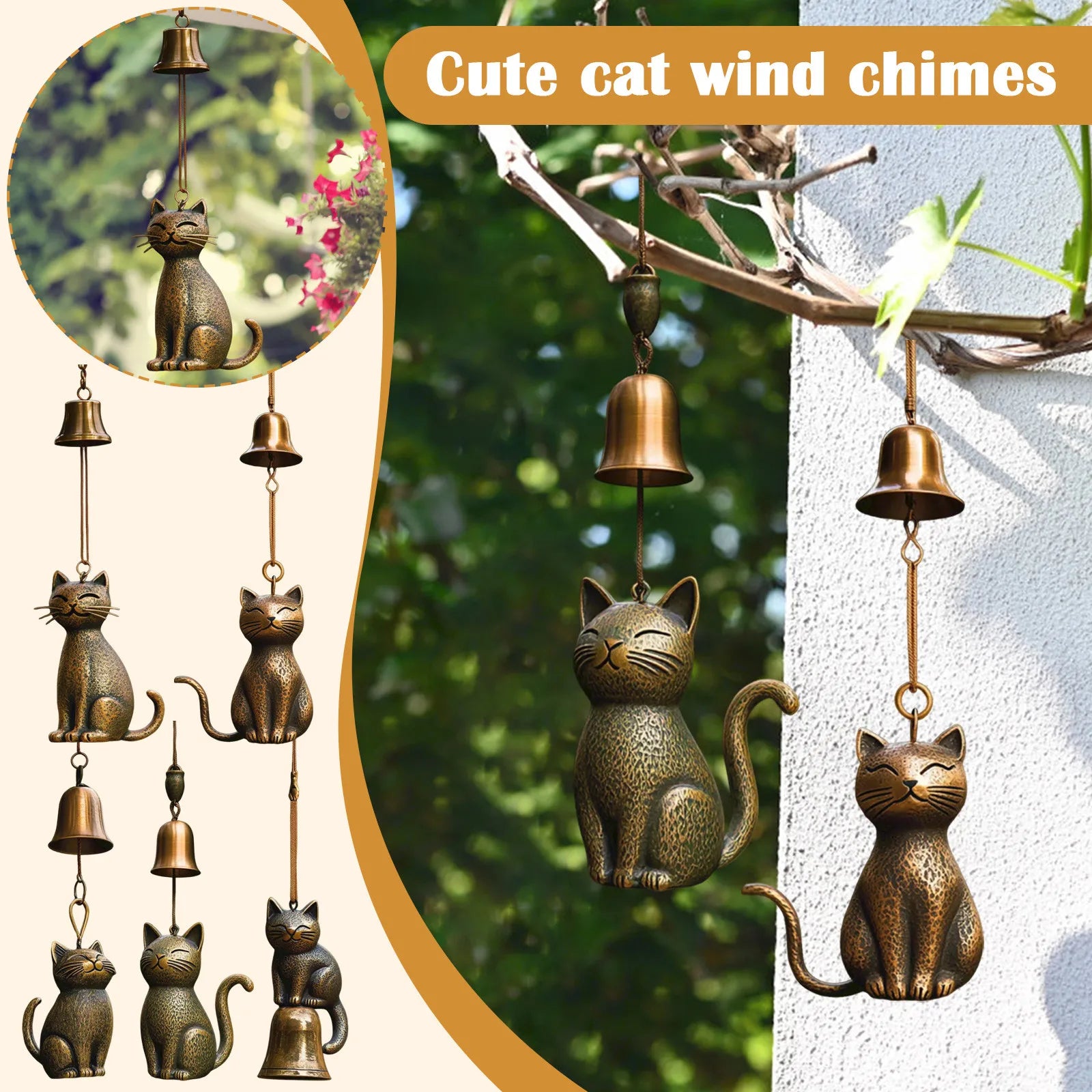 Metal Cat Wind Chime – Outdoor Garden Décor Gift for Cat Lovers Garden Wind Chime Oasis Select