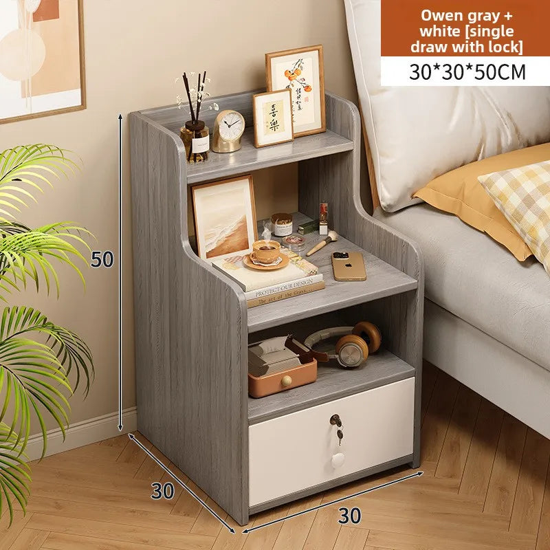 Bedside table Bedroom Simple storage Locked storage cabinet Small bedside storage shelf Rental house Mini low cabinet Oasis Select Gray 30