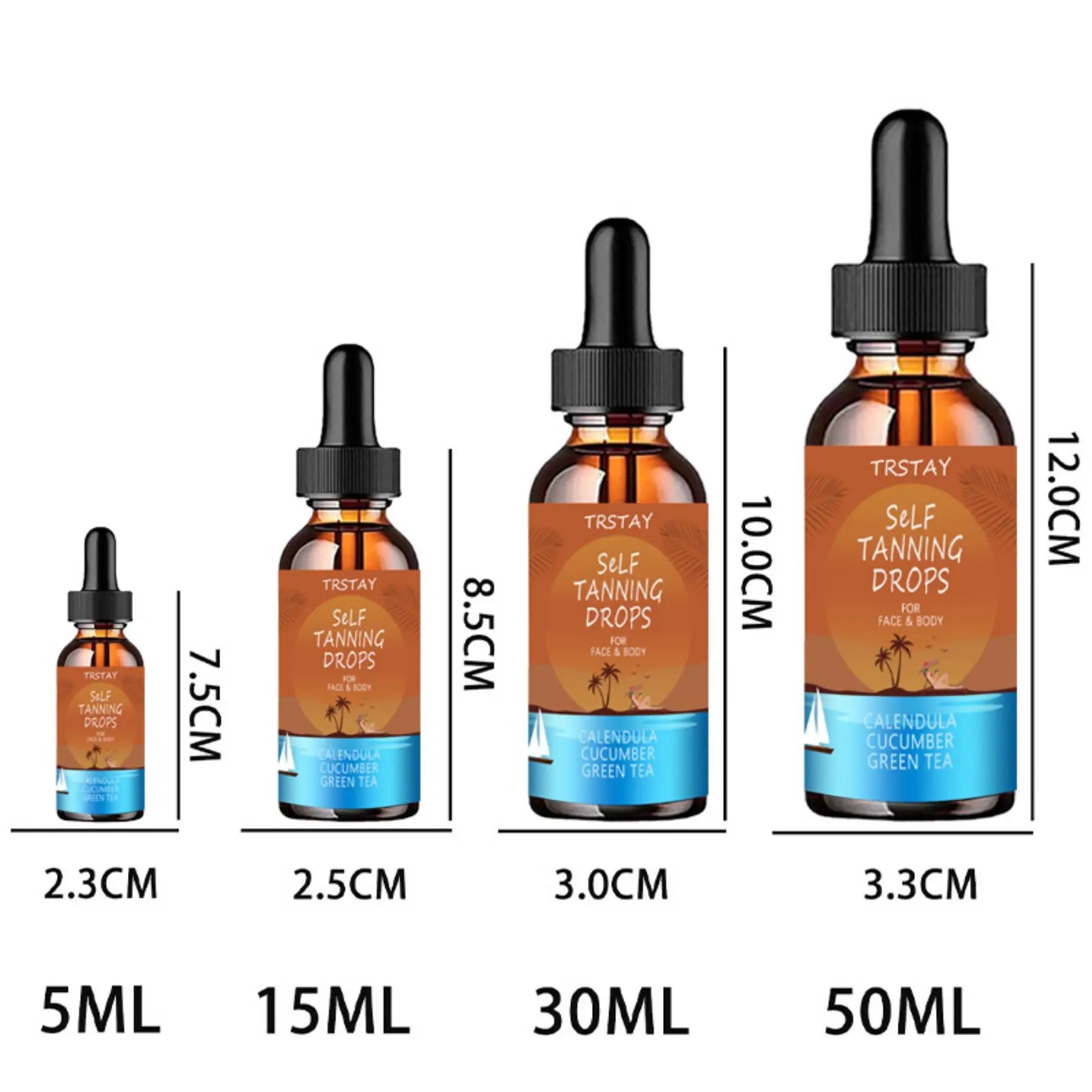 TRSTAY TANNING DROPS suitable for face and body cucumber green tea with calendula Oasis Select