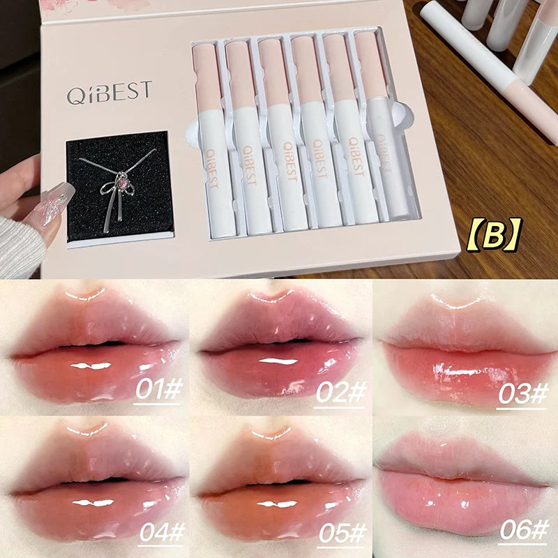 QiBest 6-Piece Matte Lipstick & Lip Glaze Gift Set + Mirror