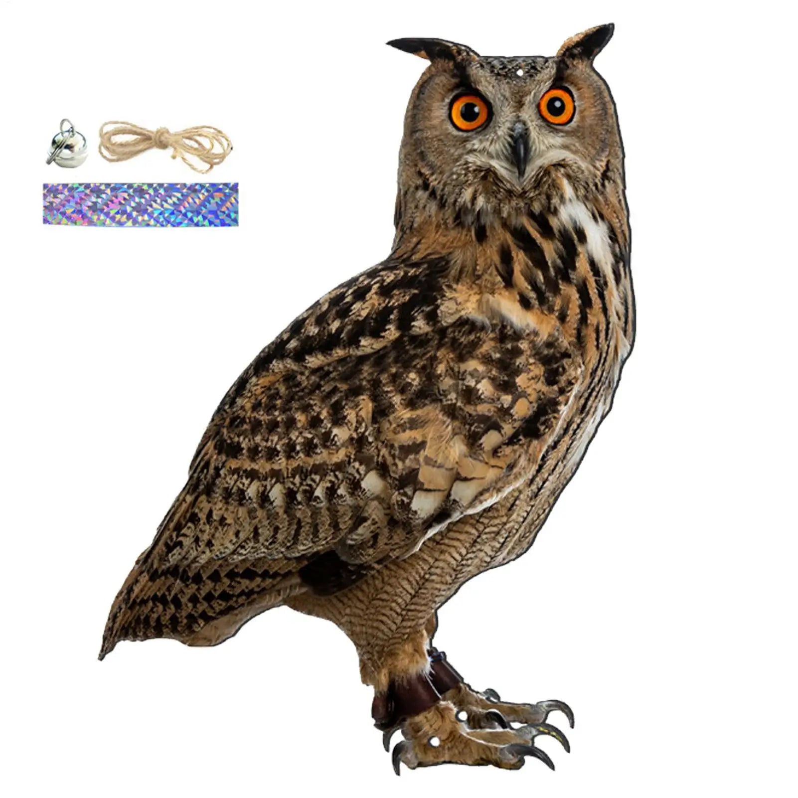Expel Birds Pendant 2D Owl Scarecrow Pendant Garden Protector Decorative Scarer Pendant with Bell Fake Bird Scare Device Oasis Select
