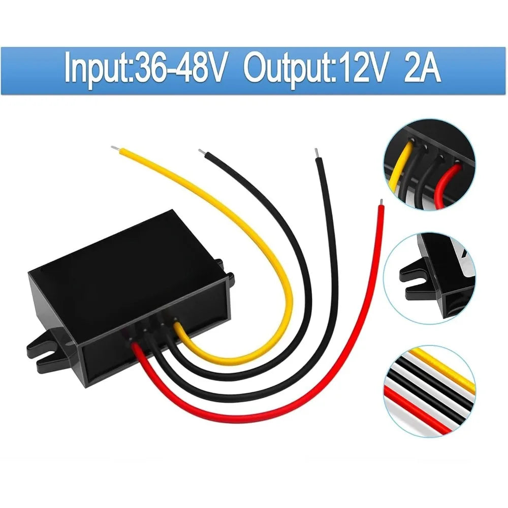 DC/DC Converter Regulator 36V 48V Step Down To 12V 2A Reducer Buck Power Converter Waterproof Module Transformer For Golf Cart Oasis Select