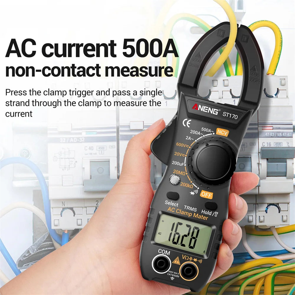 ANENG ST170 Clamp Meter Multimeter Digital Tester 1999 Counts AC/DC Voltage voltmeter Hz Capacitance NCV Ohm Diode Tester Tools Oasis Select