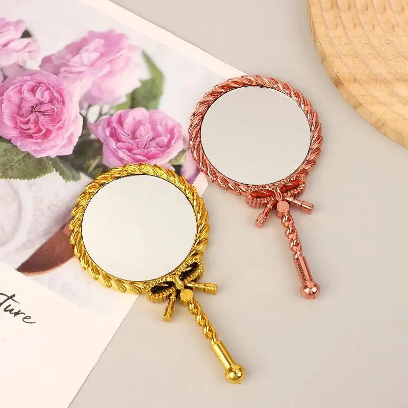 Golden Bow Knot Handheld Makeup Mirror – Vintage Aesthetic