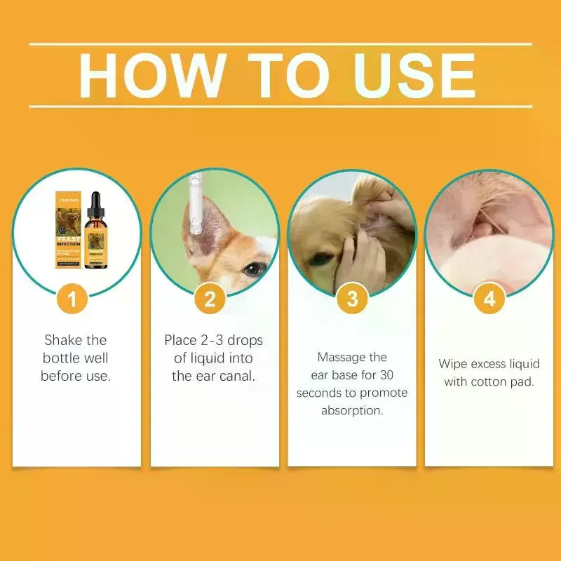 Yegbong Pet Ear Cleaning Drops Remove Wax Dirt Relieve Itchy & Odor Gentle Daily Care For Puppy Kitten Oasis Select