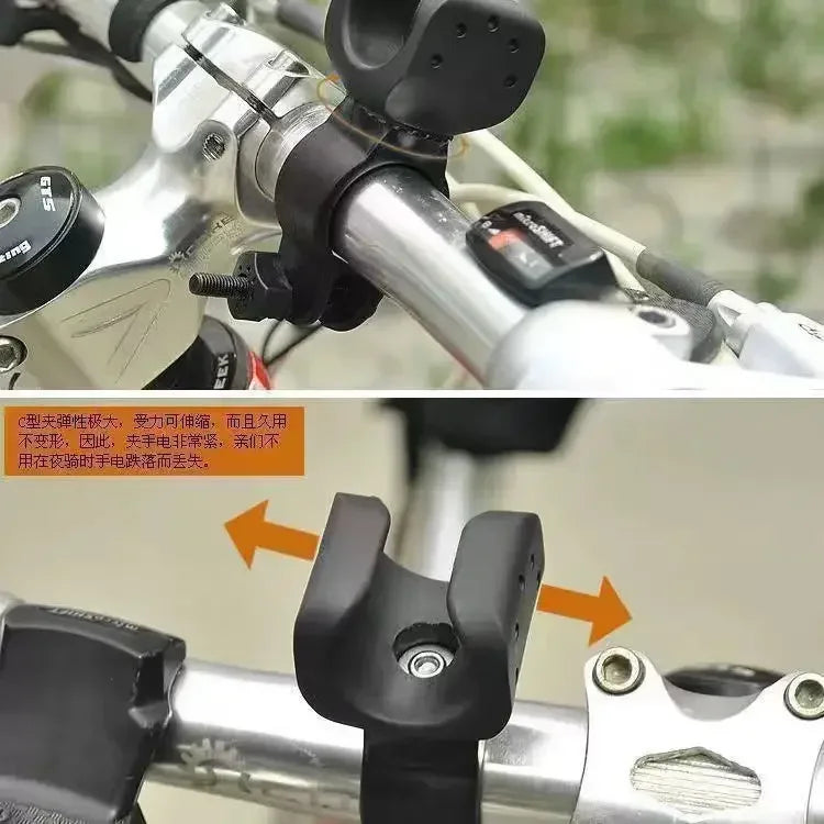 360° Bike Handlebar Flashlight Mount Clamp | 22–35mm Torch