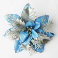 Christmas Poinsettia Glitter Flower Hanging Xmas Party Tree Decoration Xmas Tree Ornament Home Decoration Navidad New Year Oasis Select light blue China Mainland