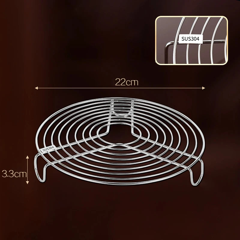 304 Stainless Steel Round Steamer Rack Kitchen Multifunction Pot Steaming Tray Dumplings Eggs Grill Stand Pressure Cooker Trivet Oasis Select A 22cm