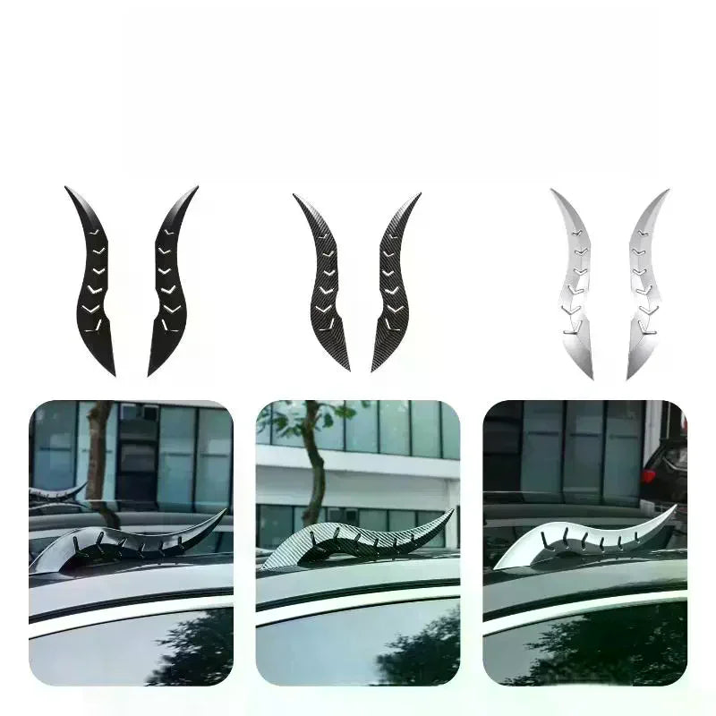 2Pcs Personalized Universal Car 3D Dragon Horn Roof Decoration Creative & Cool Car Exterior Accessories With 3D Ox Horn Stickers Oasis Select