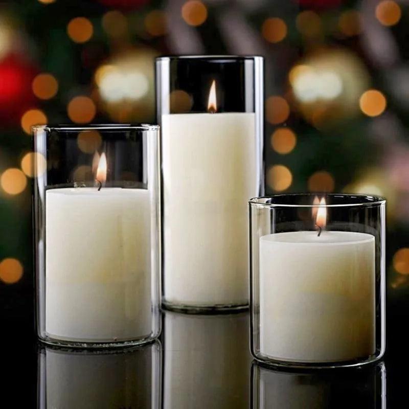 Simple Candle Cup Holder Transparent European Candlestick Empty Cups Candles Glass Light Jar Wedding Restaurant Candle Container Oasis Select