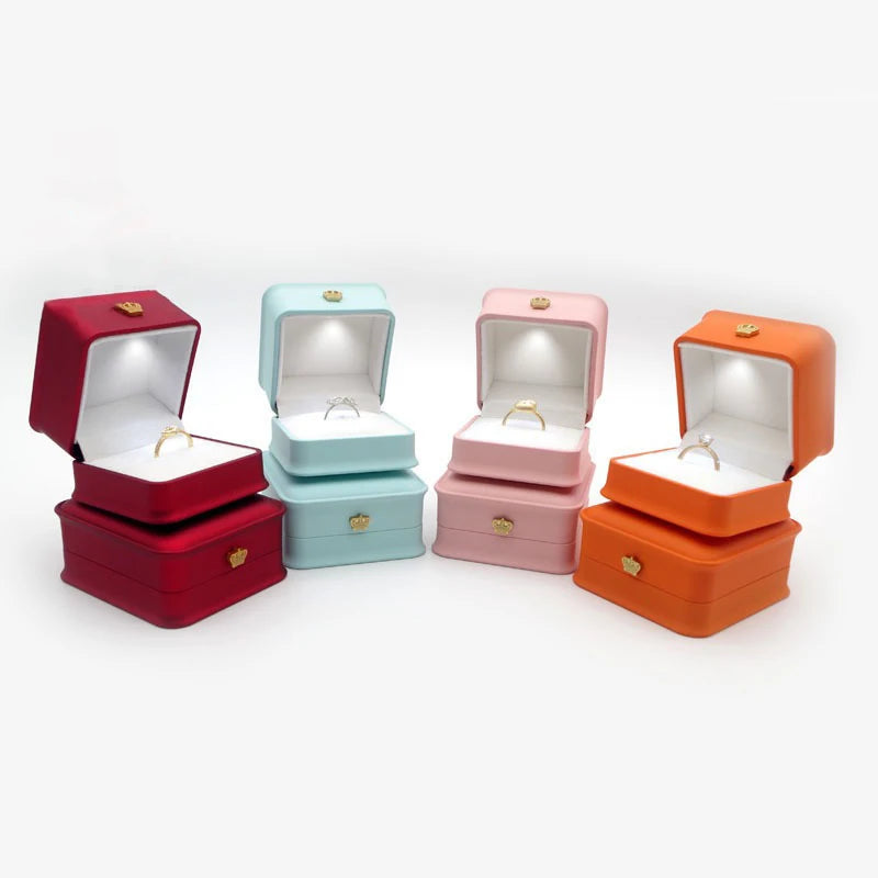 Led Jewelry Ring Box With Llight Luxury Crown Earrings Pendant Storage Display Proposal Wedding Gift Box Jewelry Organizer Box Oasis Select