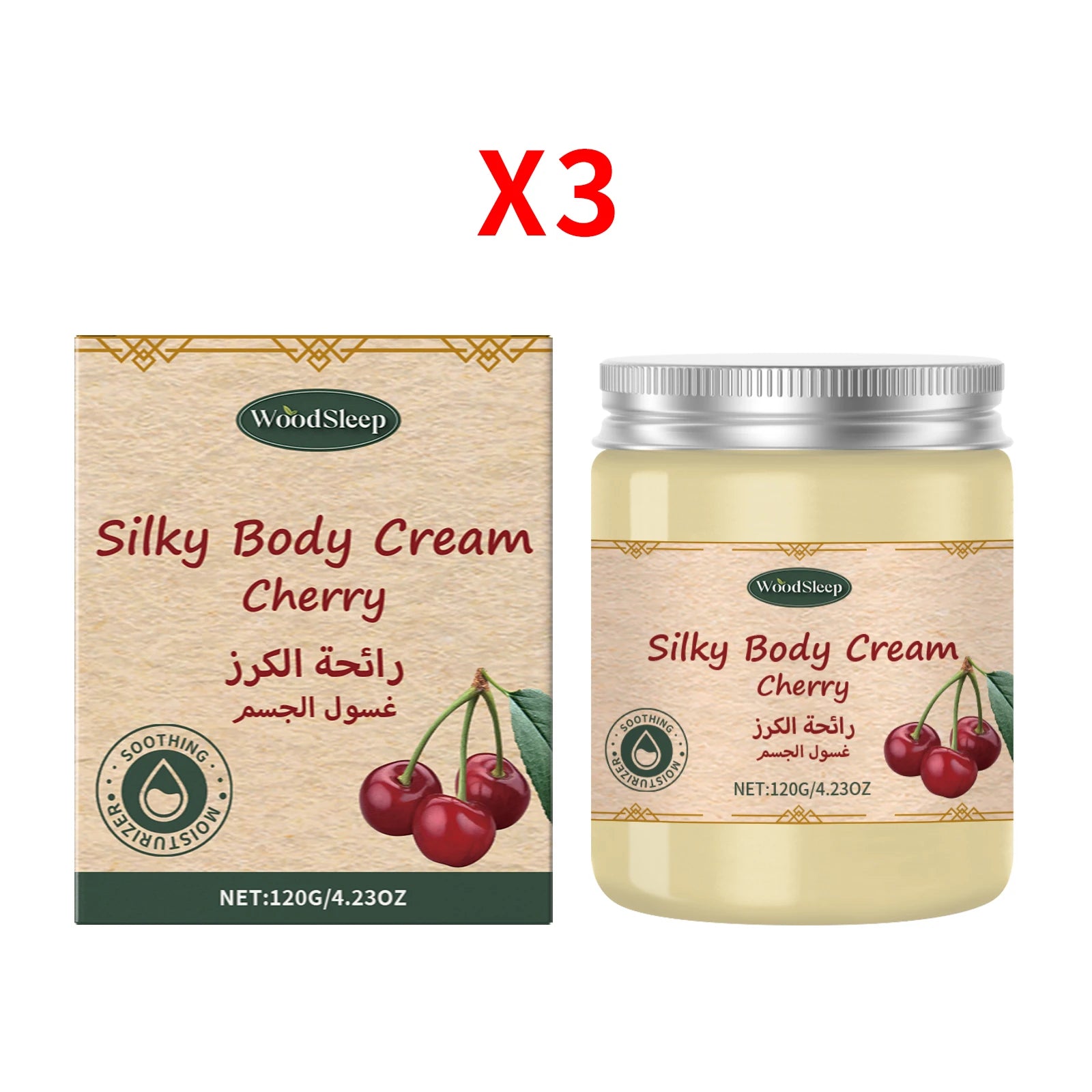 Cherry Body Cream Antioxidant Brighten Smoothing Skin Repair Dryness Body Lotion Long Lasting Moisturizing Face Cream Skin Care Oasis Select 3pcs