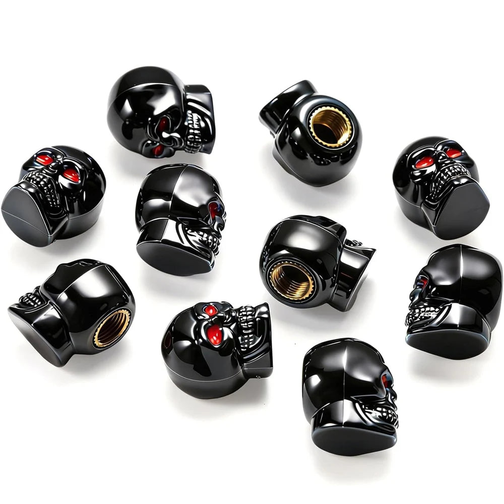 4Pcs Skull Style Tire Valve Stem Caps , Tire Wheel Valve Stem Dust Caps for Cars Trucks Trailers SUV's RV's Motorcycles Bikes Oasis Select Black-4Pcs