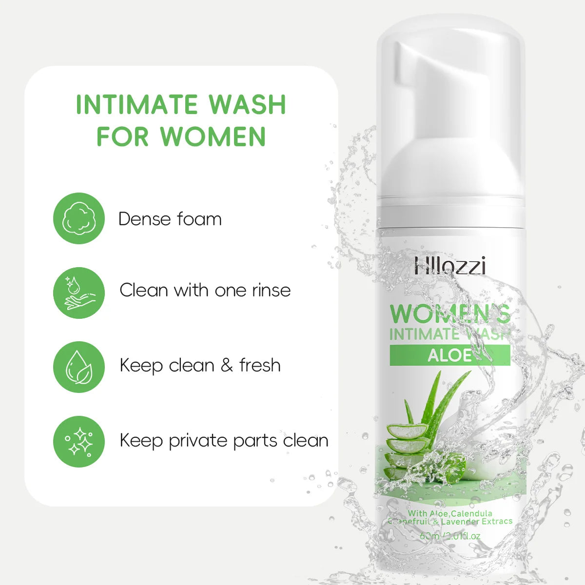 WOMEN'S INTIMATE WASH ALOE, Long-lasting freshness in womens body wash, rich lather, gentle on skin, controls odor cleanses skin Oasis Select