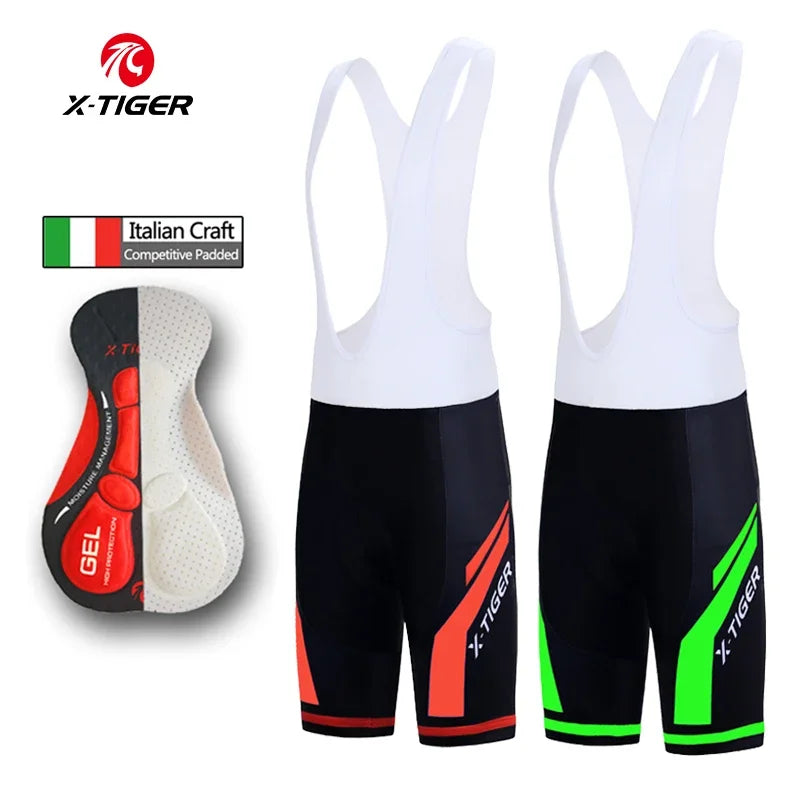 X-TIGER Men's Cycling Bibs Shorts Breathable 5D Gel-Padded Bike Tights Triathlon Pro Bicycle Shorts Outdoor Cycling Clothing Oasis Select