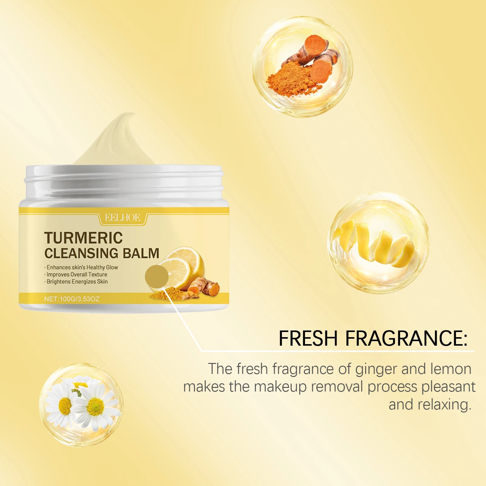 Eelhoe Turmeric Ginger Lemon Cleansing Balm Makeup Remover 100g Cleansing Balm Oasis Select