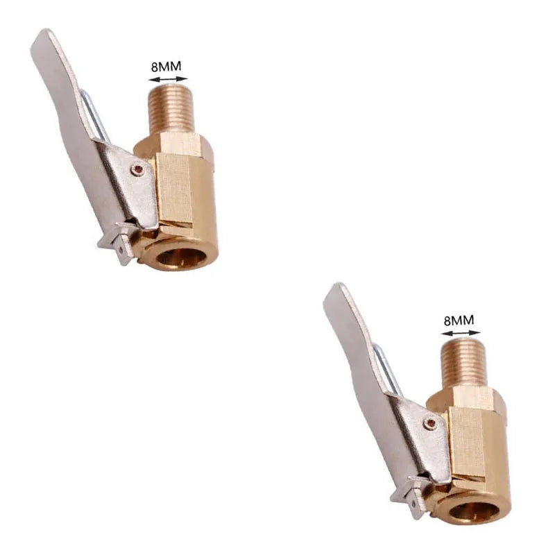 Car Tire Air Chuck Inflator Pump Valve Connector Clip-on Adapter Brass 8mm Tyre Wheel Oasis Select Screw thread 2pcs