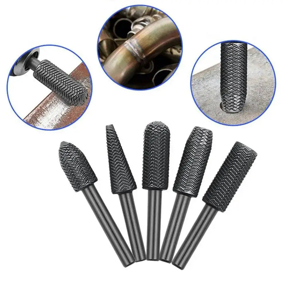 5-Piece Carbide Rotary Burr Set – Metal & Wood Grinding Kit