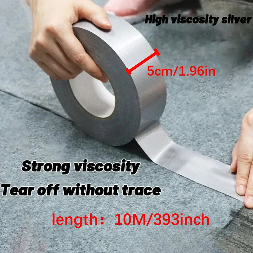 10m Silver - Gray Thick Industrial Tape: Waterproof/Windproof, Single - Sided, Wear - Resistant for Repair & Bundle Tasks Oasis Select