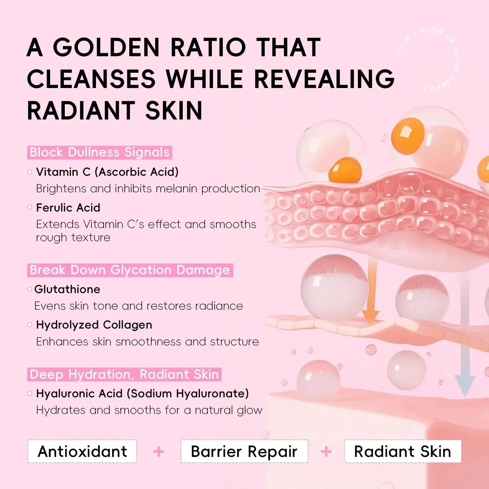 Face Moisturizer 30g Hydrating Cream Deep Repair Evens Skin Tone Reduces Dark Spots 5In1 Glow Skincare Oasis Select