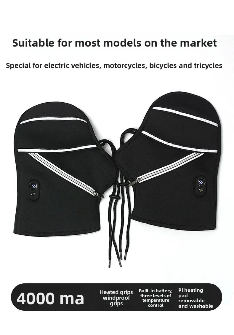 Winter Warm Motorcycle Gloves Electric Heated Handlebar Mittens Battery Powered Heated Muffs for Handle Protection Car Gloves Oasis Select one pair