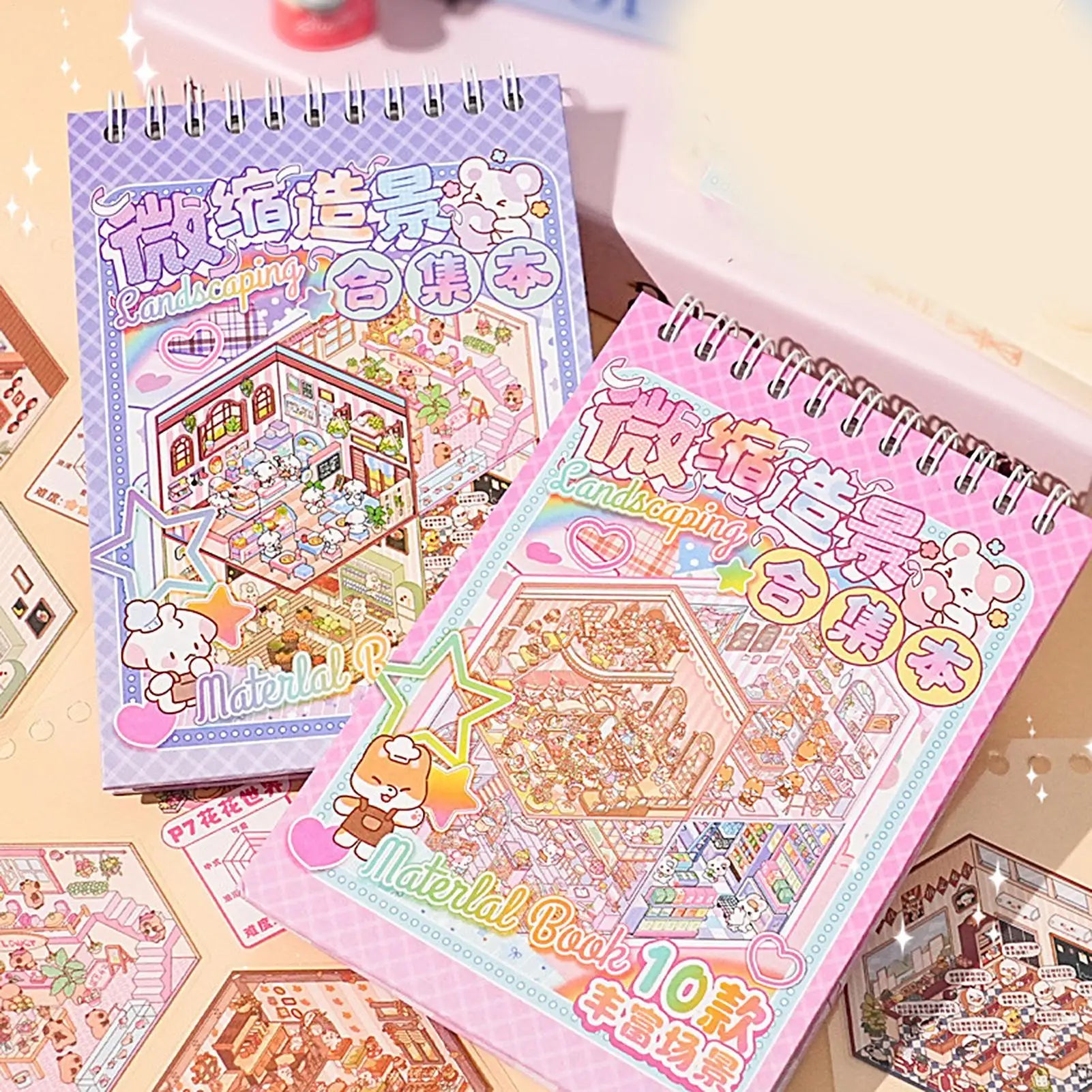 Landscape Sticker Scenes Cartoon Landscape Sticker Book Forest Village DIY 3D Sticker Scene Pocket Birthday Gift For Planner Oasis Select