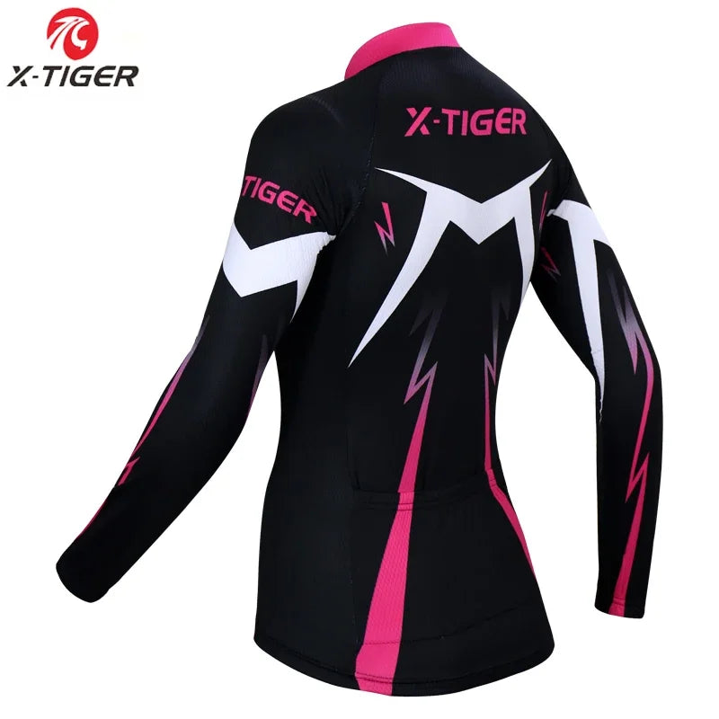 X-TIGER Women Pro Long Sleeve Cycling Jersey Breathable MTB Road Bike Clothing Autumn Spring Cycling Long Sleeved Top Oasis Select