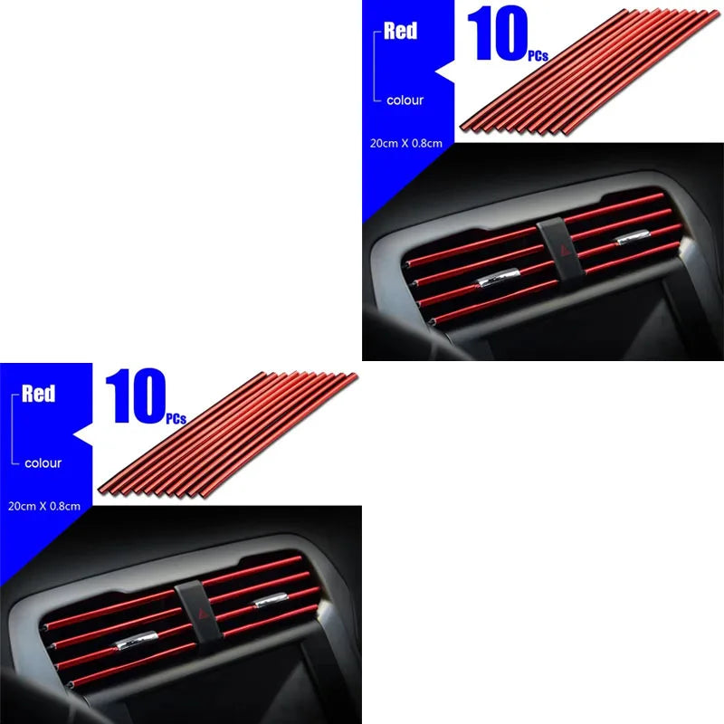 10/20pcs Car Air Conditioner Decoration Strip For Vent Outlet Moulding Trim Strips Car Styling Car Door Edge Corner Decoration Oasis Select 20pcs Red