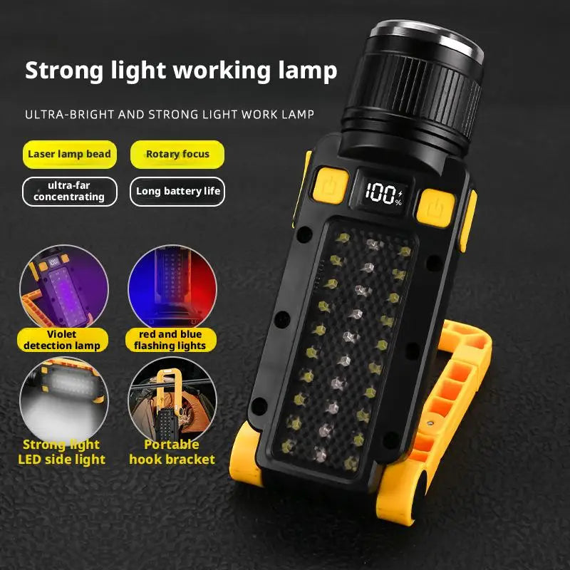 Multi-Purpose Outdoor Flashlight with Magnetic Emergency Lighting Purple Light Detection Work Light for Maintenance Oasis Select