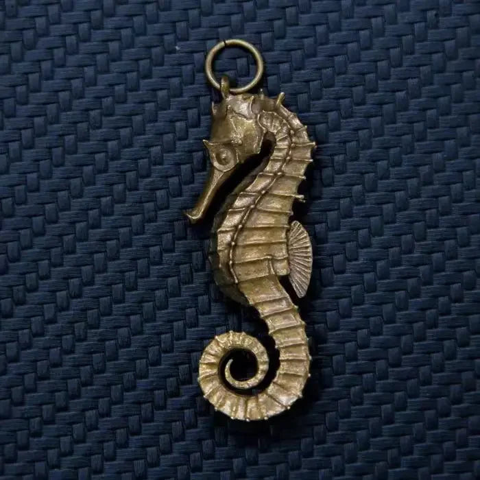 Exquisite Vintage Brass Seahorse Gift 1PCS Statue Key Chain Pendant Fashion Car Key Ring Bag Hanging Handicraft Desktop Ornament Oasis Select Brass seahorse