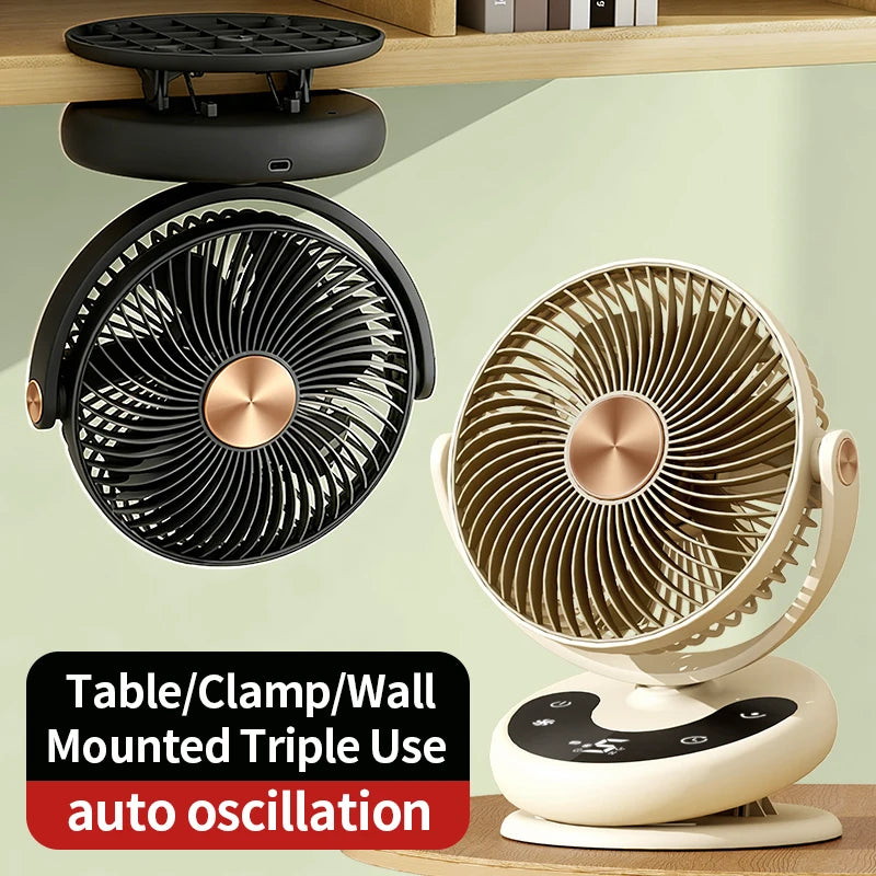 USB Oscillating Desktop Fan – 4-Speed, Timer, Clip & Desk