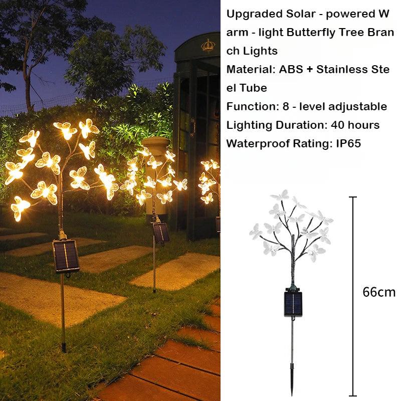 Solar Butterfly Branch Light Firefly LED Garden Outdoor Lawn Lights Oasis Select Warm 12 Light
