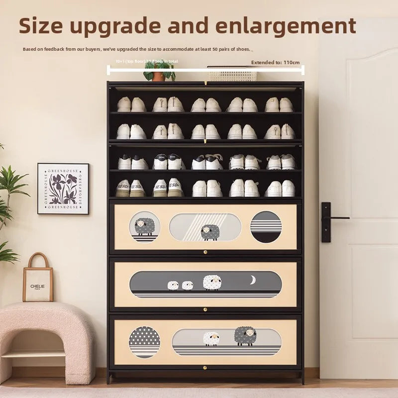 Multi-layer shoe rack outside the door of the home, artifact, large shoe cabinet, indoor corridor bamboo simple shoe cabinet Oasis Select