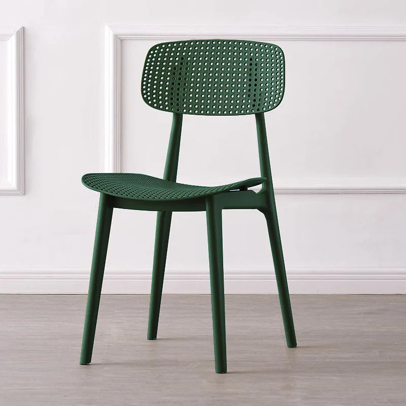 Household thickened backrest dining chair Casual dining table and chair Simple modern restaurant stool Creative Oasis Select Dark green 2 pieces