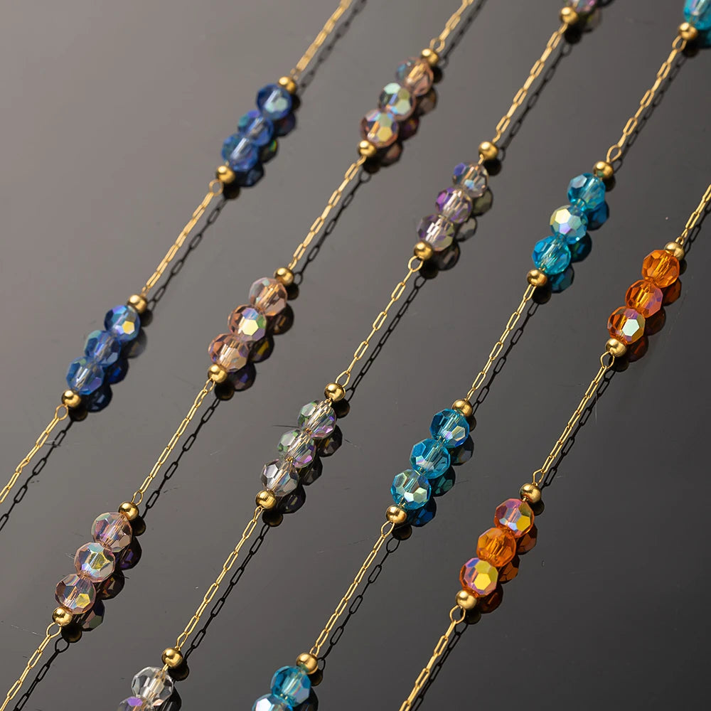 1Meter Stainless Steel Colorful Crystal Beading Chain for DIY Handmade Necklaces Bracelets Jewelry Making Supplies Accessories Oasis Select