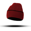 Double layer thick knitted hat, ice hat, skiing hat, jacquard hat, autumn and winter style, color blocked knitted hat, two-color Oasis Select Burgundy