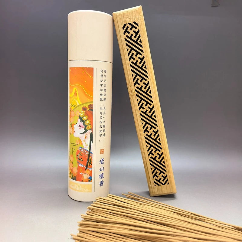 400sticks Sandalwood with 1pc Bamboo Board Incense Holder Anti-Ash Flying incienso Burner Bamboo Incense Ash Catcher Holders Oasis Select Xie wan Sandal